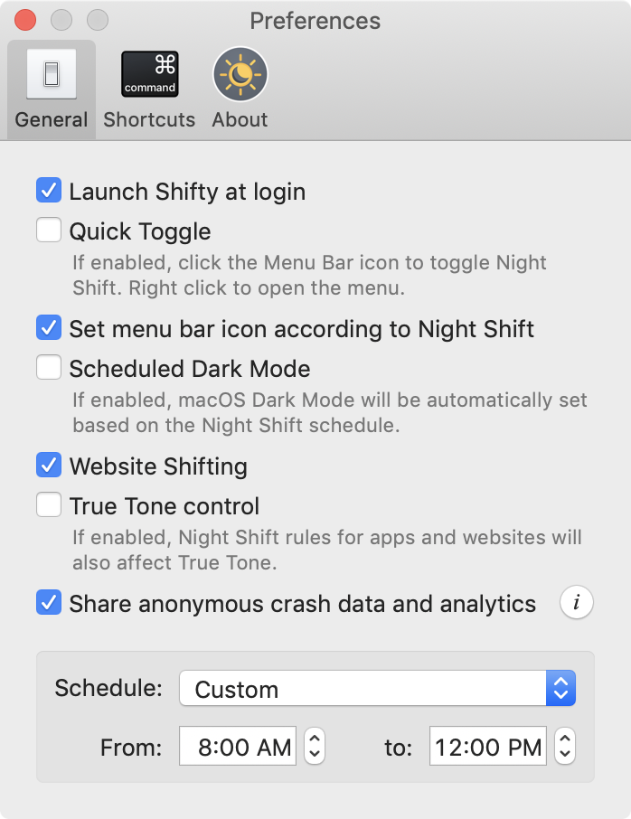 automatically set night shift mac